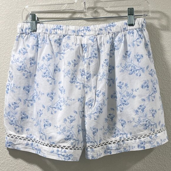 NWT, CAROLINE CONSTAS 2 Piece Cami/Shorts Woven Pajama Set, White/Blue - S - Picture 8 of 15